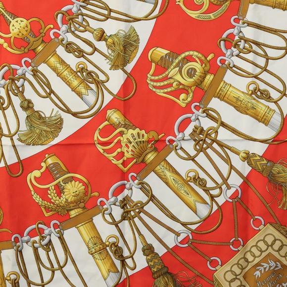 HERMES Carre 90 Scarf ""Cliquetis "" Silk Red Auth KD223 - Picture 6 of 14